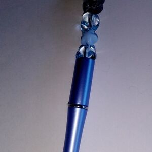 Blue and Black Decorative Bead Pen